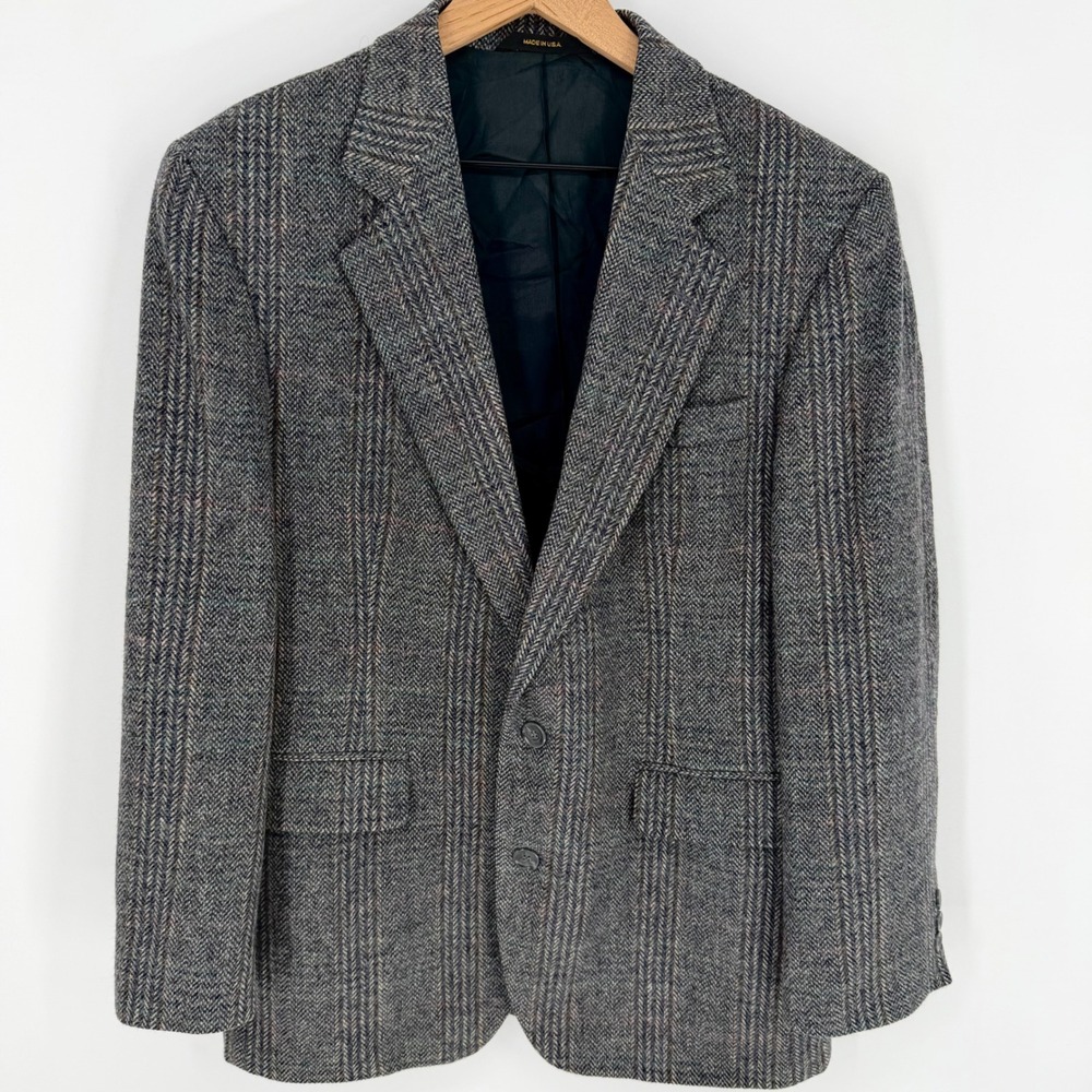 Haggar Imperial Tweed Blazer 40S USA Wool Herringbone Ivy Academia‎ Sport Coat